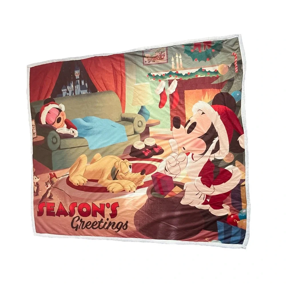 2020 Disney Parks Seasons Greetings 60x72 Mickey Mouse‎ Fleece Blanket Throw